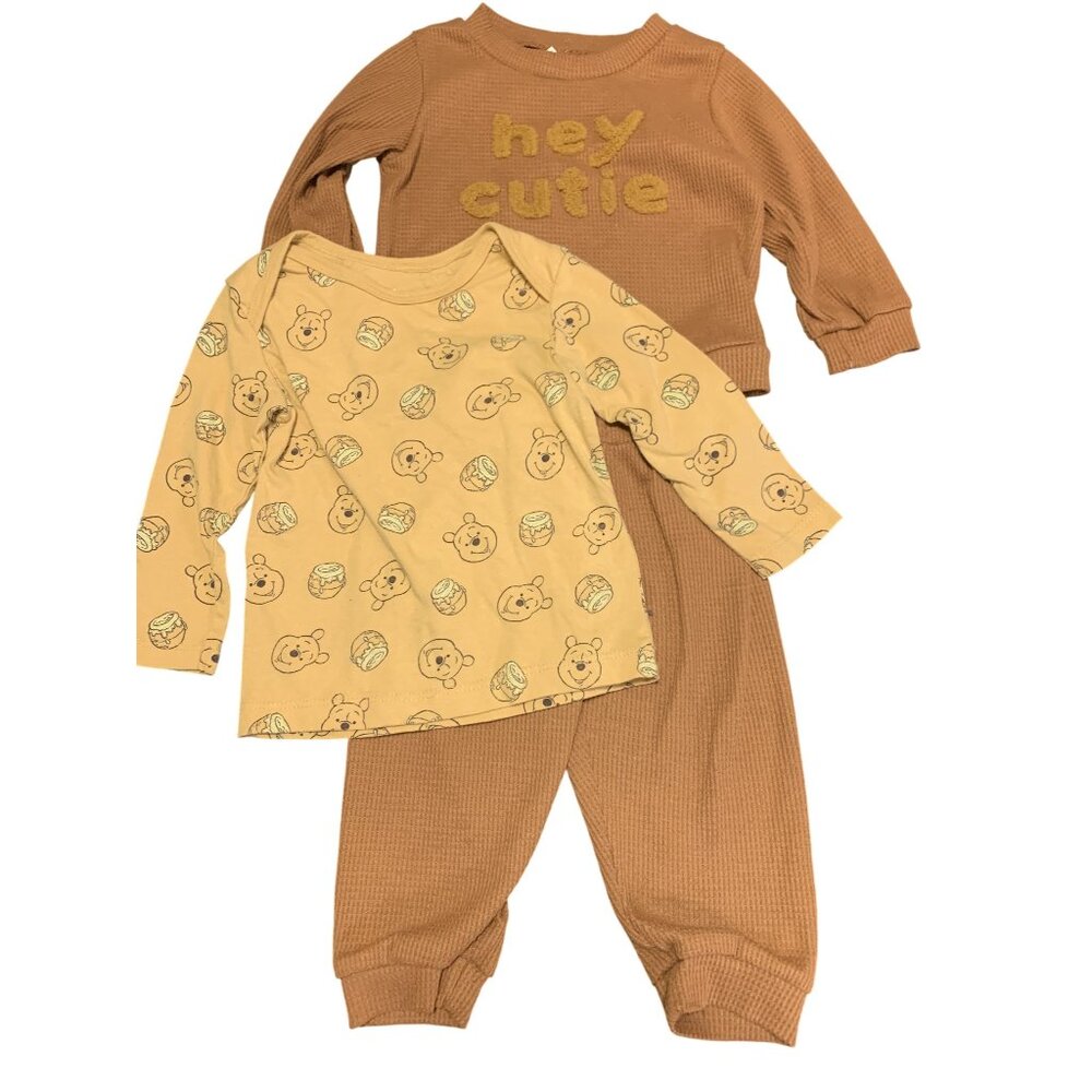 Hey Cutie Waffle Knit‎ Thermal Set & Disney Baby Winnie The Pooh Shirt 24M